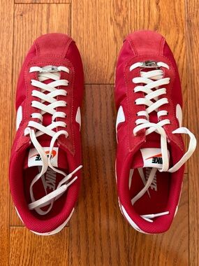 Nike Red and White Retro Runner Sneakers